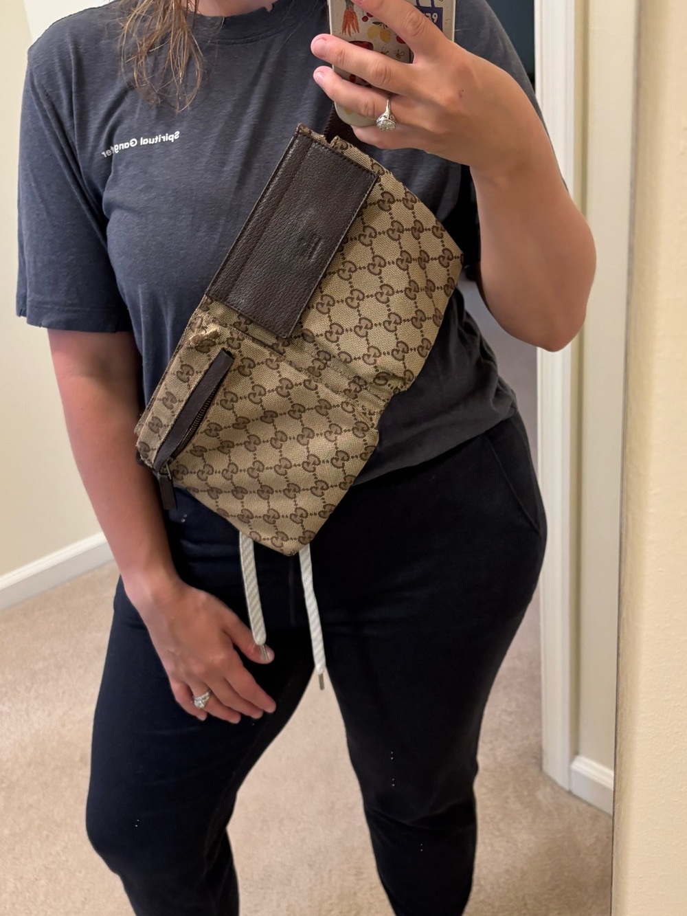Vintage Gucci Beige & Brown GG Monogram Belt Bag - Picture 8 of 11